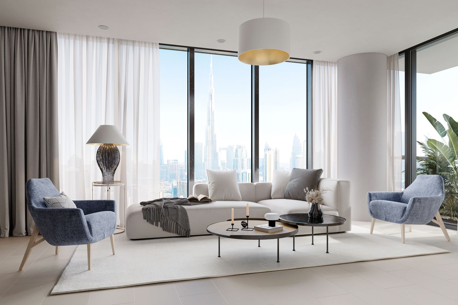 Sobha Creek Vistas Heights living room — 2.5 bed apartment Dubai Creek Harbour